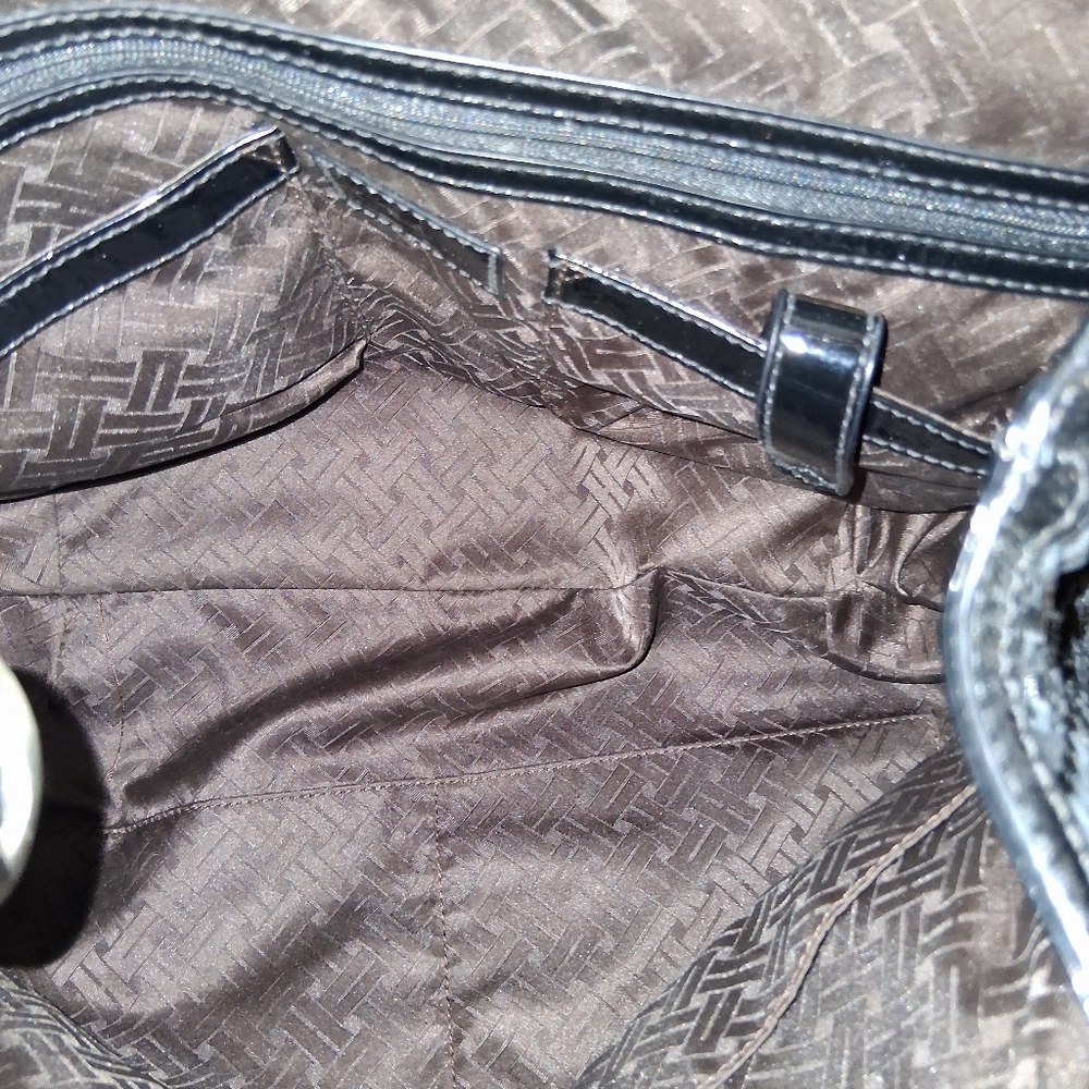 Cole Haan Black Woven Patent Shoulder Tote - Picture 14 of 16